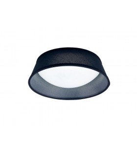 Flush Ceiling, 2 Light E27 Cylindrical 32cm, White Acrylic with Black Shade - 1