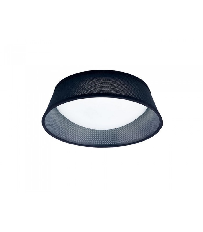 Flush Ceiling, 2 Light E27 Cylindrical 32cm, White Acrylic with Black Shade - 1