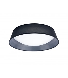 Flush Ceiling, 5 Light E27, Cylindrical 60cm, White Acrylic with Black Shade - 1