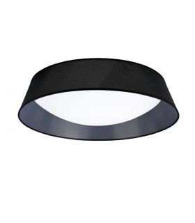 Flush Ceiling, 9 Light E27, Cylindrical 90cm, White Acrylic with Black Shade - 1