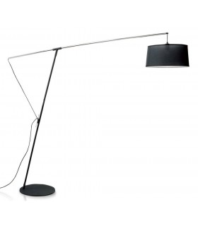 Arch Floor Lamp E27 with Black Shade, Black, Polished Chrome - 1