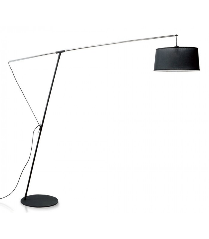 Arch Floor Lamp E27 with Black Shade, Black, Polished Chrome - 1