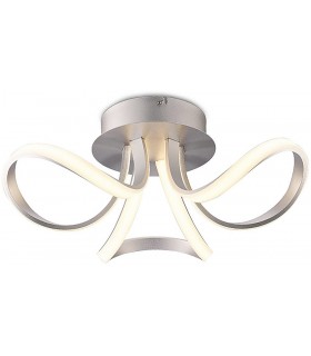 Semi Flush Ceiling 36W LED 2 Looped Arms 3000K, 2850lm, Silver, Frosted Acrylic - 1
