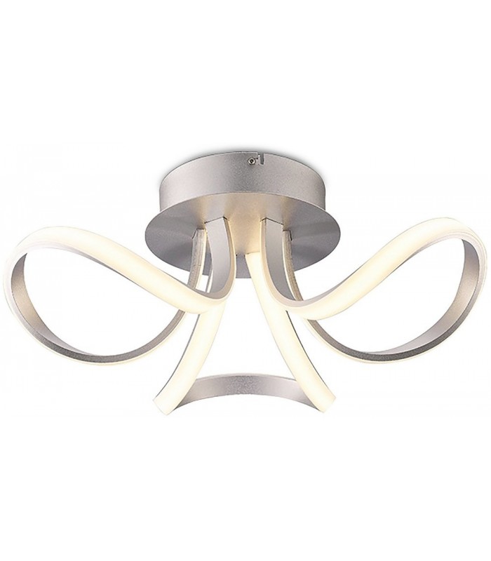 Semi Flush Ceiling 36W LED 2 Looped Arms 3000K, 2850lm, Silver, Frosted Acrylic - 1