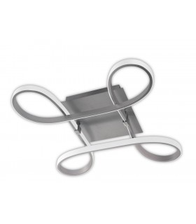 Flush Ceiling 40W LED 4 Looped Arms 3000K, 3100lm, Silver, Frosted Acrylic, Polished Chrome - 1