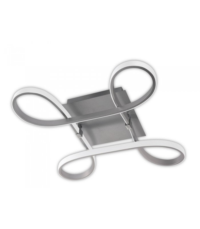 Flush Ceiling 40W LED 4 Looped Arms 3000K, 3100lm, Silver, Frosted Acrylic, Polished Chrome - 1