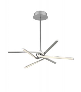 Semi Flush Ceiling 45W LED Curved Arms 3000K, 3150lm, Silver, Frosted Acrylic, Polished Chrome - 1