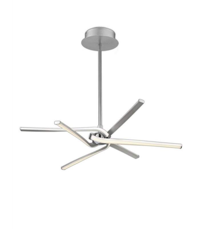 Semi Flush Ceiling 45W LED Curved Arms 3000K, 3150lm, Silver, Frosted Acrylic, Polished Chrome - 1
