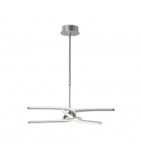 Semi Flush Ceiling 45W LED Curved Arms 3000K, 3150lm, Dimmable, Silver, Frosted Acrylic, Polished Chrome - 1