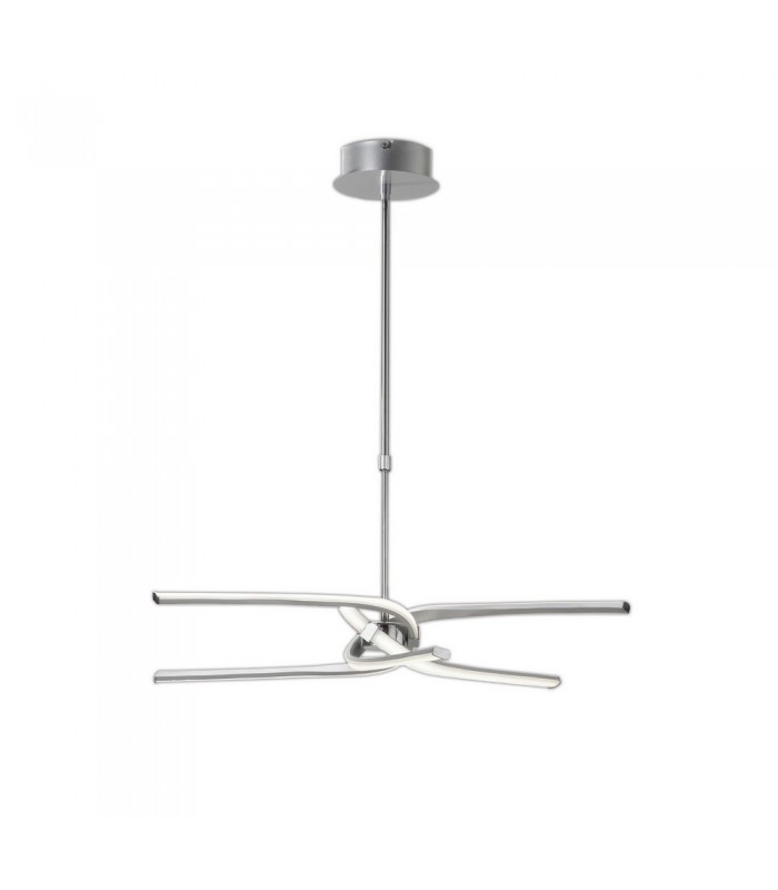 Semi Flush Ceiling 45W LED Curved Arms 3000K, 3150lm, Dimmable, Silver, Frosted Acrylic, Polished Chrome - 1