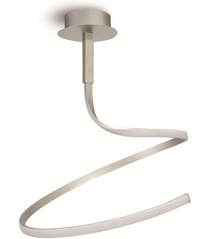 Semi Flush Ceiling 30W LED 3000K, 2400lm, Dimmable Silver, Frosted Acrylic, Polished Chrome - 1