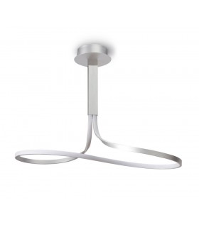 Semi Flush Ceiling Tall 40W LED 3000K, 3200lm, Dimmable Silver, Frosted Acrylic, Polished Chrome - 1