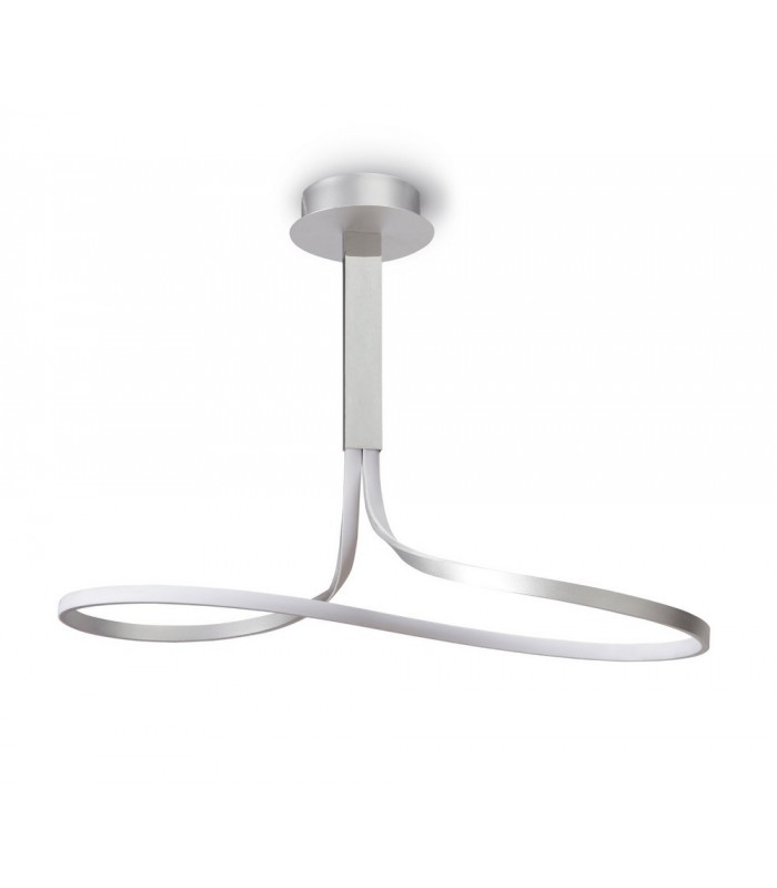 Semi Flush Ceiling Tall 40W LED 3000K, 3200lm, Dimmable Silver, Frosted Acrylic, Polished Chrome - 1