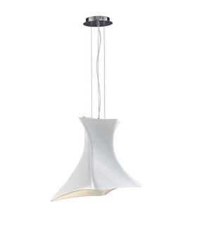Dome Ceiling Pendant E27, Gloss White, Polished Chrome - 1