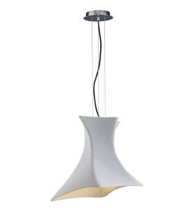Dome Ceiling Pendant E27, Cement Effect, Polished Chrome - 1
