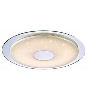 Flush Flush Ceiling Light 45cm Round 18W LED, 2700-6500K, 1680lm, Remote Silver, Frosted Acrylic, Polished Chrome - 1