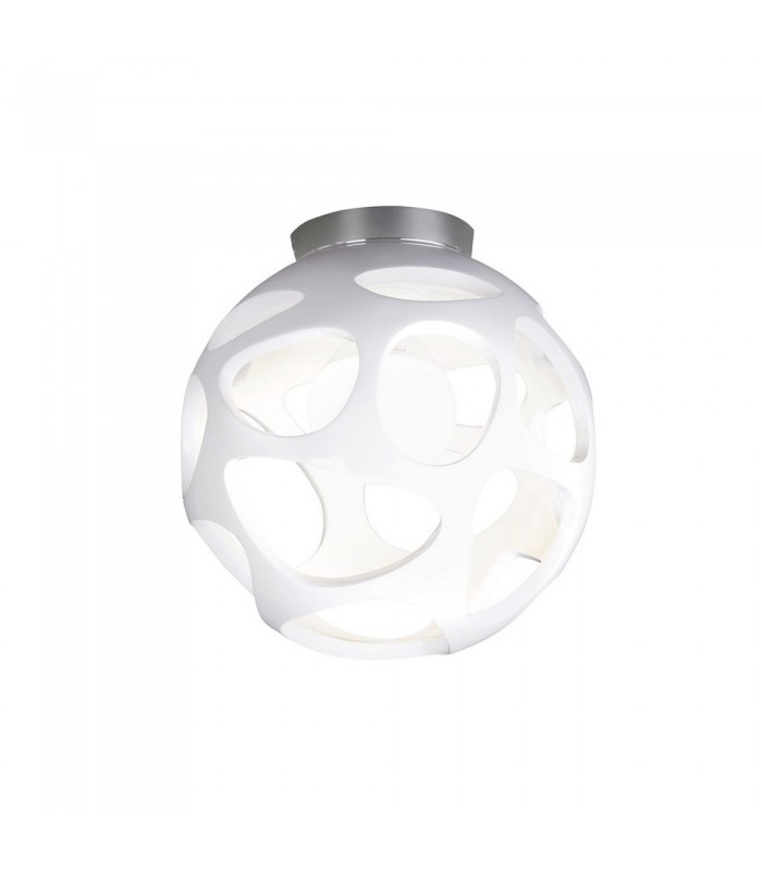 Ceiling 1 Light E27, Gloss White, Polished Chrome - 1