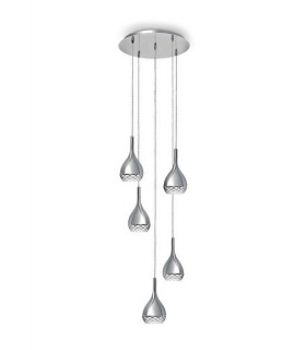 Ceiling Cluster Pendant 5 Light GU10 Round Polished Chrome - 1