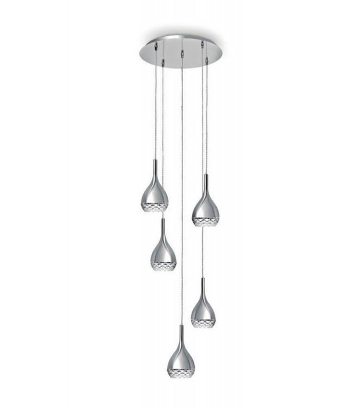 Ceiling Cluster Pendant 5 Light GU10 Round Polished Chrome - 1