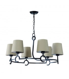 Ceiling Pendant 6 Light E27 with Taupe Shades Brown Oxide - 1