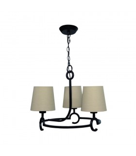 Ceiling Pendant 3 Light E27 with Taupe Shades Brown Oxide - 1