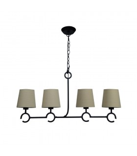 Ceiling Pendant 4 Light Line E27 with Taupe Shades Brown Oxide - 1