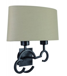 Wall Lamp 2 Light E27 with Taupe Shade Brown Oxide - 1