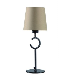 Table Lamp 1 Light E27 Small with Taupe Shade Brown Oxide - 1