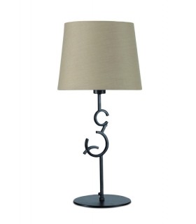 Table Lamp 1 Light E27 Large with Taupe Shade Brown Oxide - 1