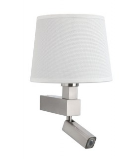 Wall Lamp 1 Light (SHADE SOLD SEPARATELY) E27 + Reading Light 3W LED Satin Nickel 4000K, 200lm, - 1