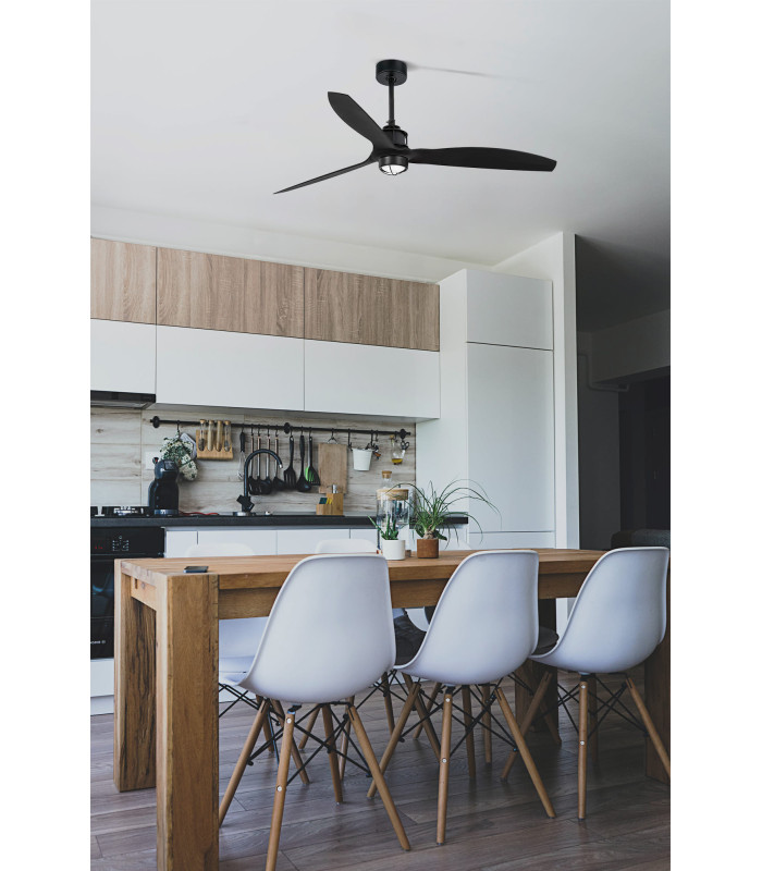 Just Fan 128cm Matt Black Ceiling Fan with DC Motor, 3000K Light