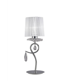 Table Lamp 1 Light E27 with White Shade Polished Chrome, Clear Crystal - 1