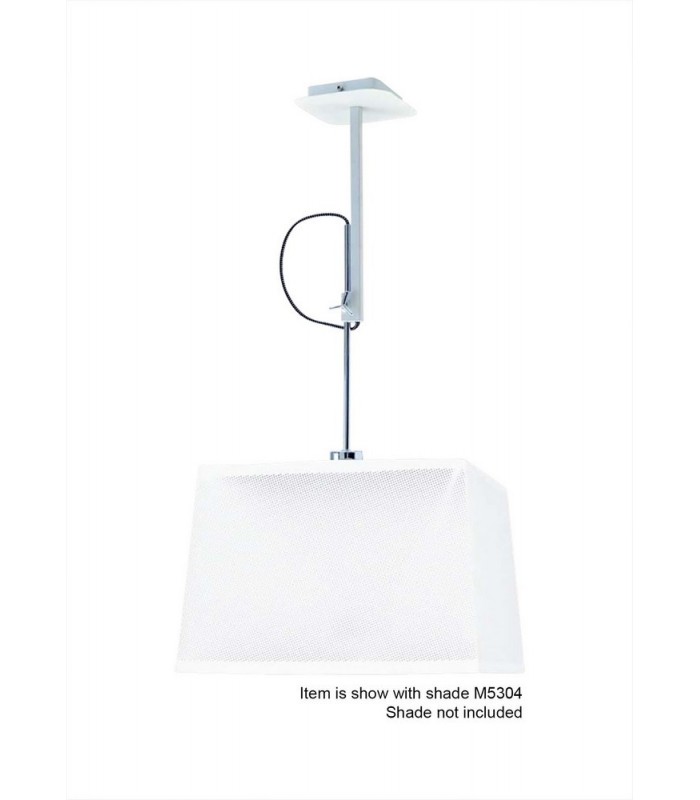 Telescopic Ceiling Pendant 1 Light (SHADE SOLD SEPARATELY) E27, Matt White, Polished Chrome - 1