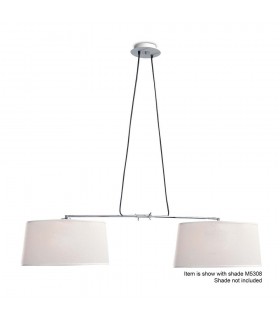 Ceiling Pendant 2 Light with Adjustable Body (SHADE SOLD SEPARATELY) E27, Matt White, Polished Chrome - 1