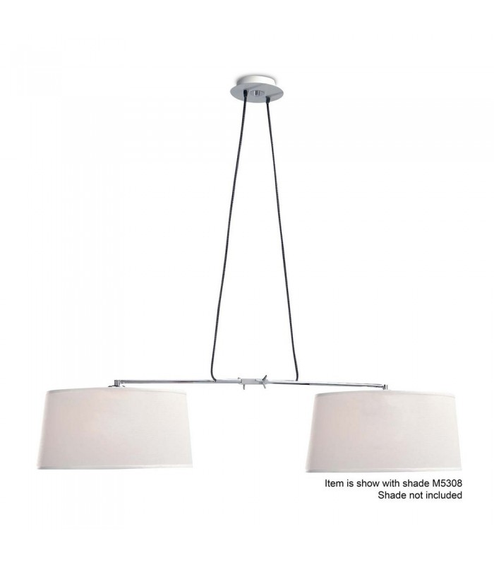 Ceiling Pendant 2 Light with Adjustable Body (SHADE SOLD SEPARATELY) E27, Matt White, Polished Chrome - 1