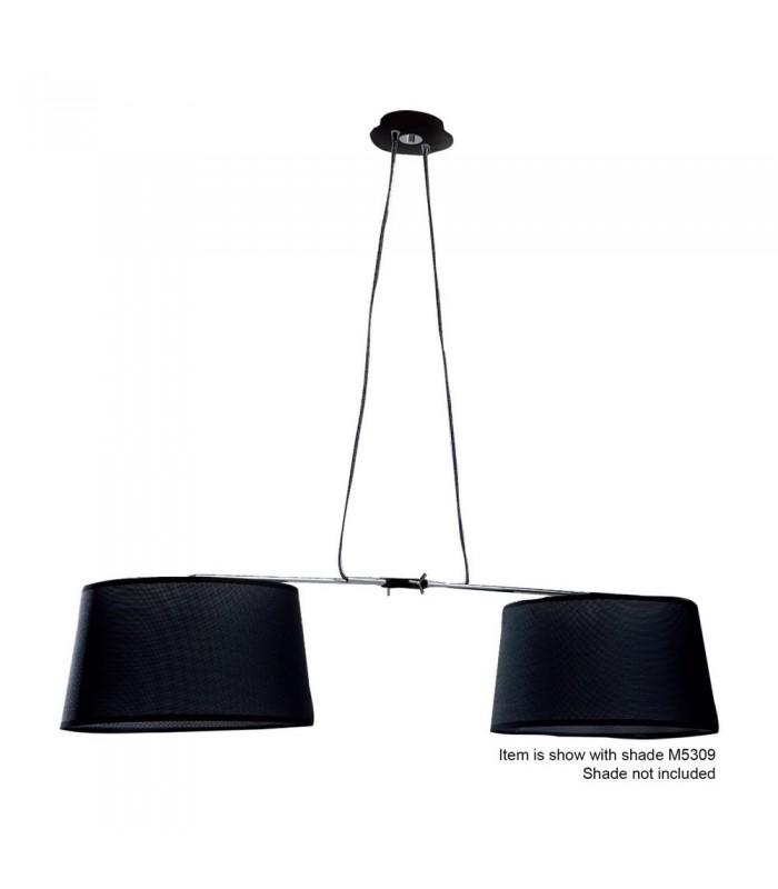 Ceiling Pendant 2 Light with Adjustable Body (SHADE SOLD SEPARATELY) E27 Black, Polished Chrome - 1