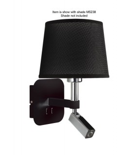 Wall Lamp 1 Light (SHADE SOLD SEPARATELY) E27 + Reading Light 3W LED Black, Polished Chrome 4000K, 200lm, - 1