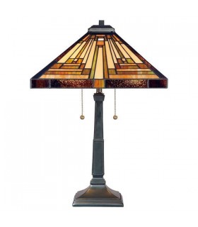 2 Light Tiffany Table Lamp Vintage Bronze, E27 - 1