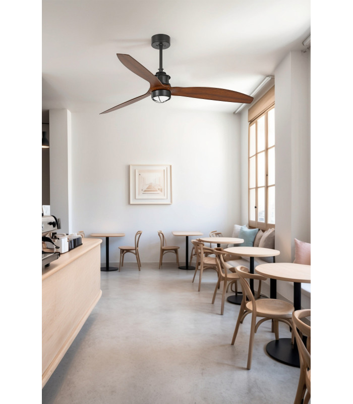 Just Fan 128cm Black, Wood Ceiling Fan with DC Motor, 3000K Light