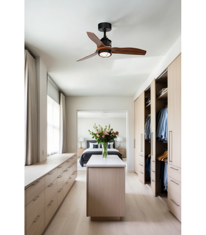 Just Fan 81cm Black, Wood Ceiling Fan 3000K Light