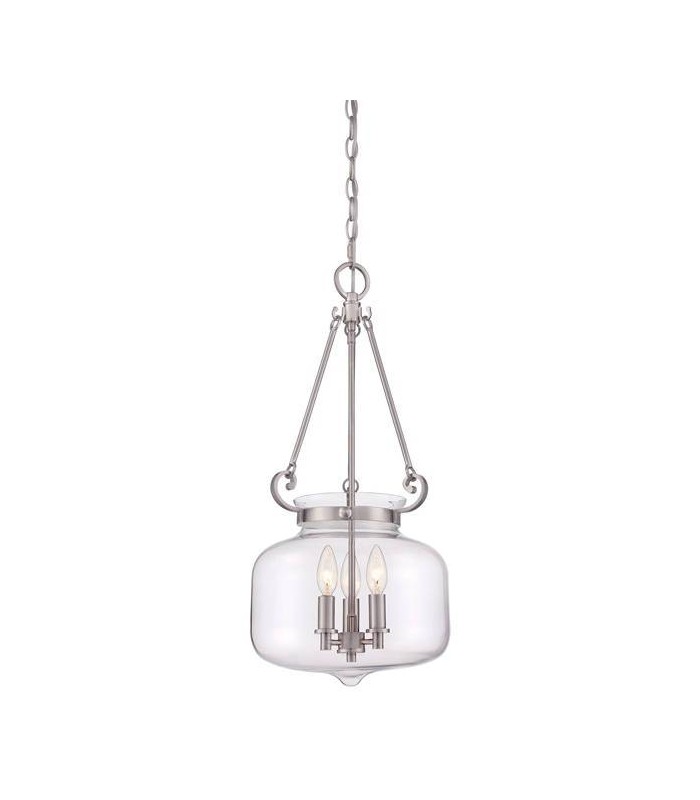 3 Light Ceiling Pendant Brushed Nickel, E14 - 1