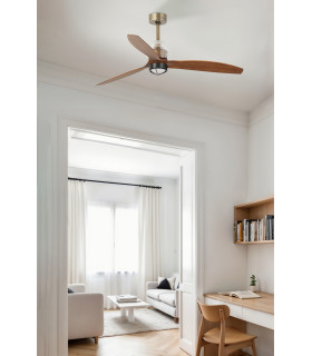 Deco 128cm LED Ceiling Fan Gold, Walnut Blades