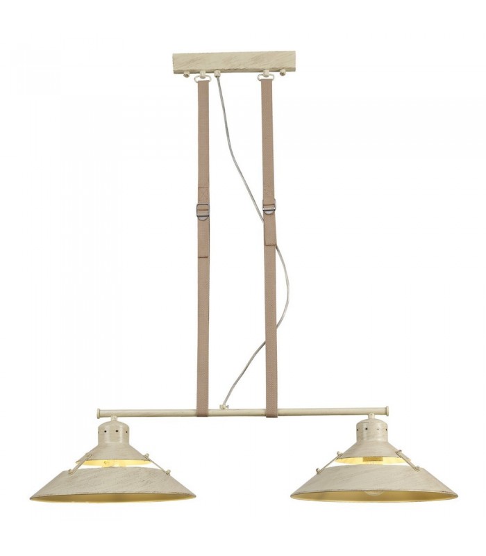Ceiling 2 Light 2x40W E27, Sand Metal, Beige Belt - 1