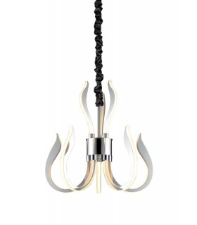 Ceiling Pendant LED Light 66W, 3166lm, 3000K Polished Chrome, White Acrylic - 1