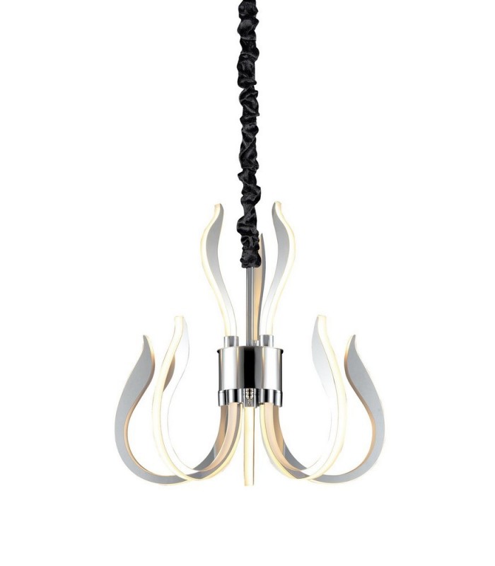 Ceiling Pendant LED Light 66W, 3166lm, 3000K Polished Chrome, White Acrylic - 1