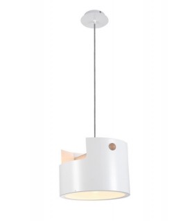 Ceiling Pendant Large 1x40W, White Metal, Wood - 1