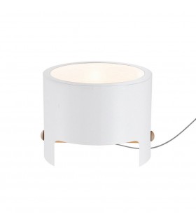 Table Lamp Wide 1x40W, White Metal, Wood - 1