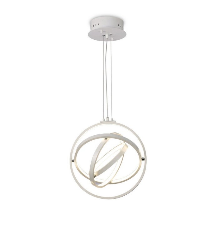 Ceiling Pendant Round 40cm, 3 Ring, 54W LED 3000K, 2000lm, RF Remote Control White - 1