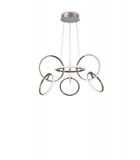 Ceiling Pendant 89cm Diameter, 7 Ring, 81W LED 3000K, 3500lm, Chrome, RF Remote Control3yrs Warranty - 1