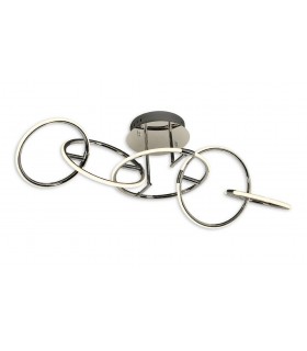Semi Flush Ceiling Light 108cm x 35cm, 5 Ring, 59W LED 3000K, 2600lm, Chrome, RF Remote Control - 1